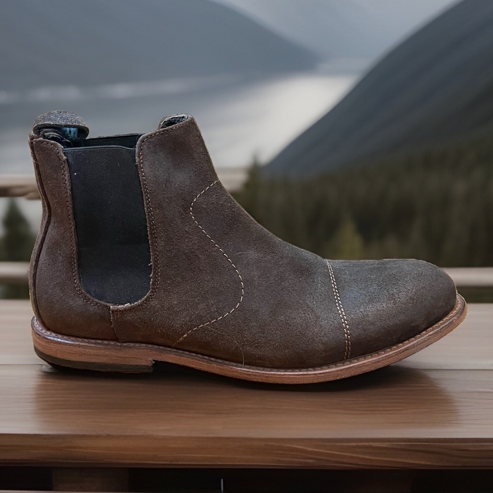 Freebird Mens 11 Brown Genuine Leather Curtis Boots Cap Toe Casual Dressy EUC